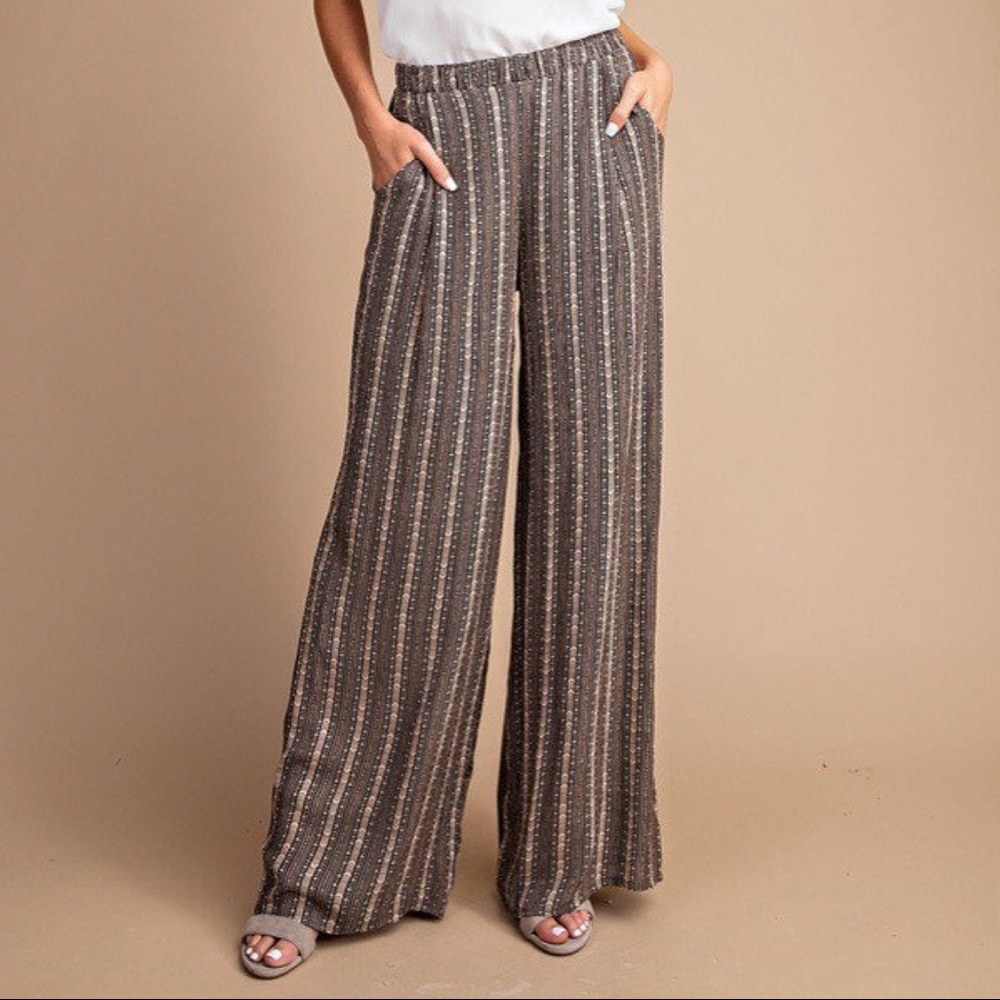 BEAUTIFUL DRAPED BROWN and CREAM PANTS - Picture 2 of 14